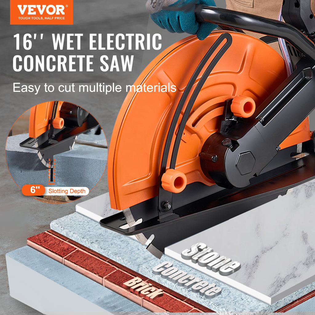 VEVOR 16" Electric Concrete Saw – 3200W Wet Cutting Circular Saw with Adjustable Depth