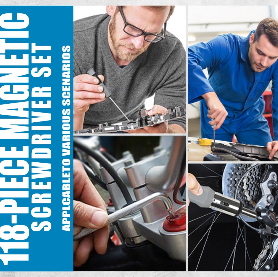 118-Piece Magnetic Screwdriver Setl For Home Improvement And Automotive Maintenance