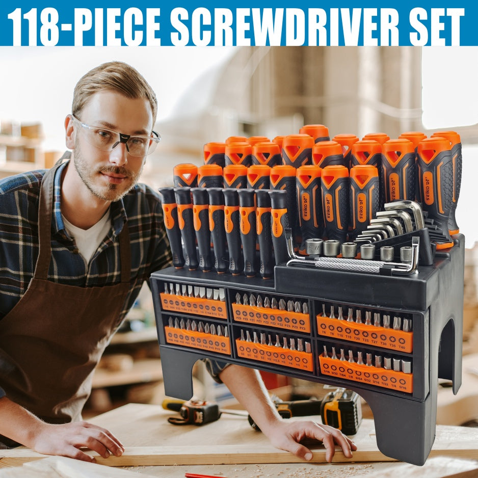 118-Piece Magnetic Screwdriver Setl For Home Improvement And Automotive Maintenance