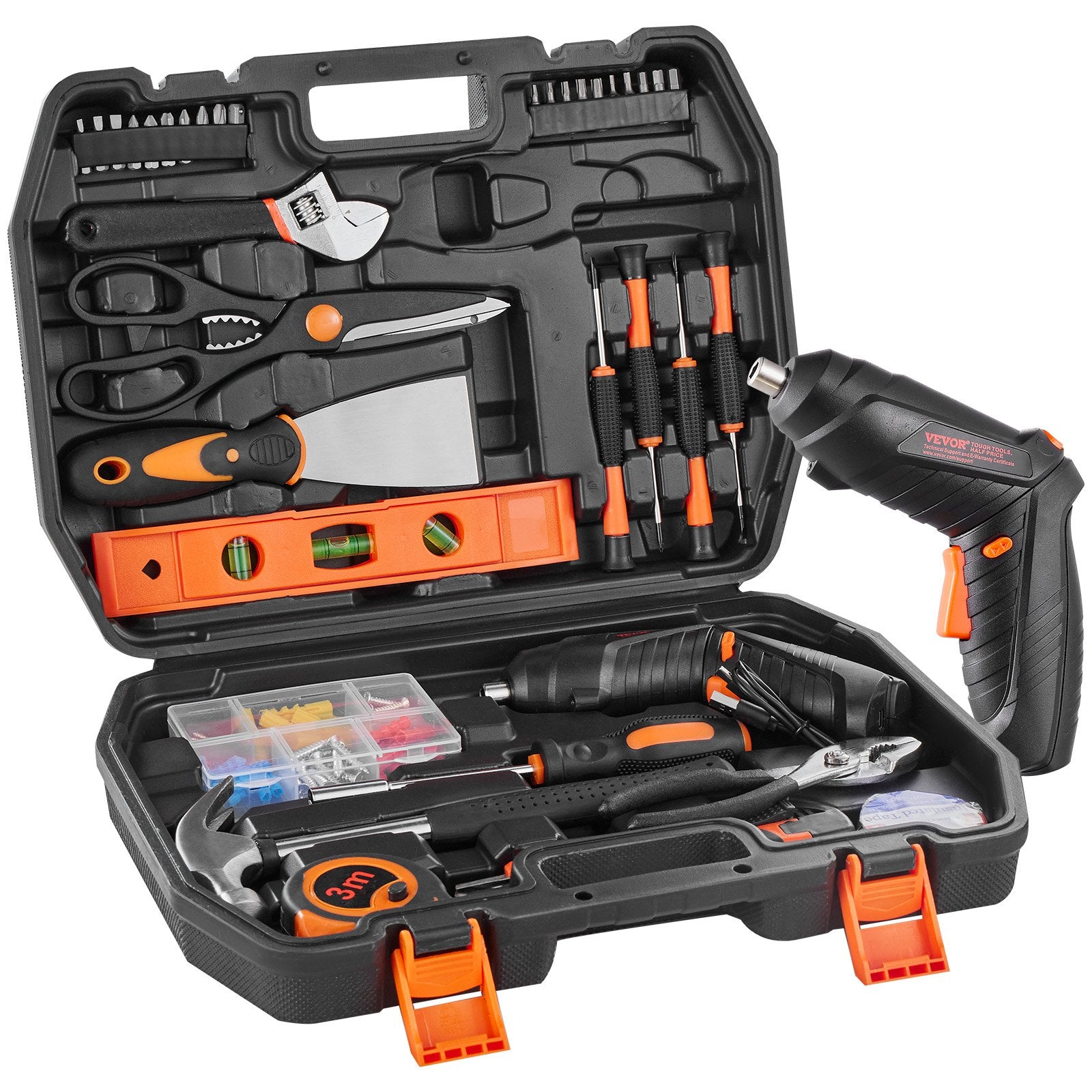 Tool Kit, 96 Piece General Household Hand Tool Set, With Cordless Screwdriver And Portable Tool Storage Case, High-Quality Steel, For Home Maintenance, DIY Projects, And Automotive Repair